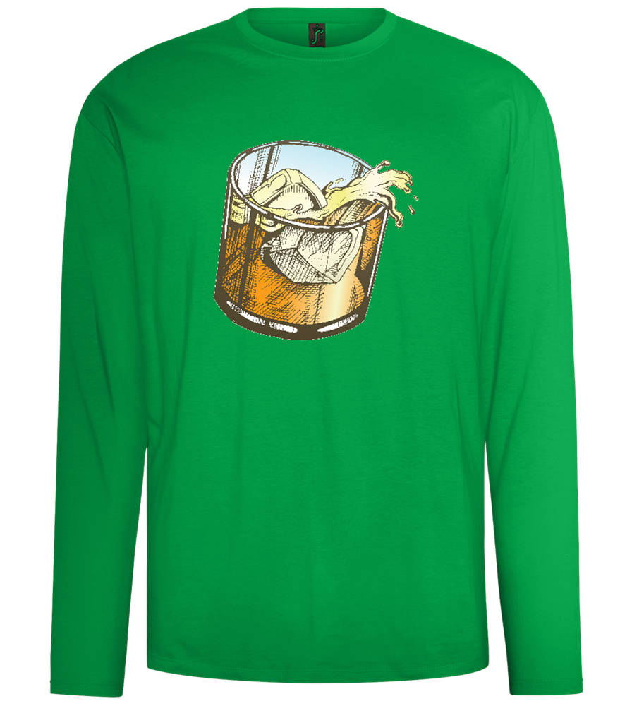 Whiskey Glass Design - Comfort men's long sleeve t-shirt_MEADOW GREEN_front