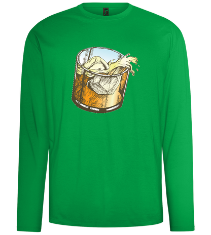 Whiskey Glass Design - Comfort men's long sleeve t-shirt_MEADOW GREEN_front