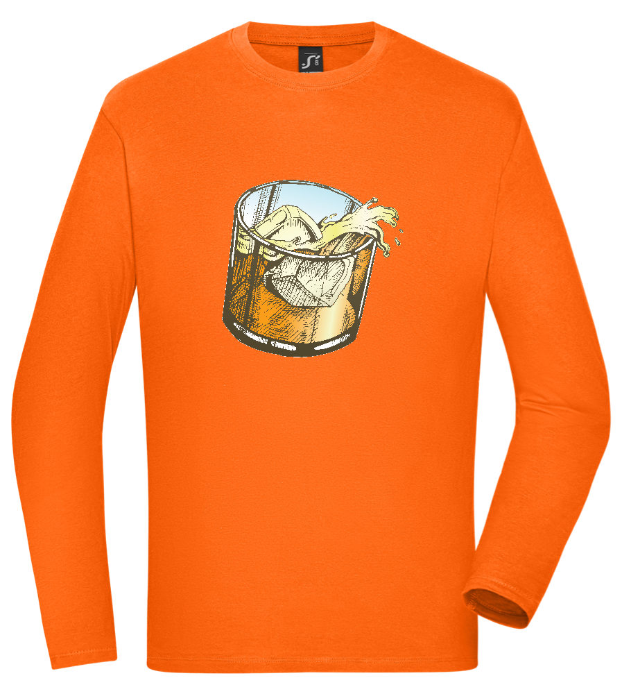 Whiskey Glass Design - Comfort men's long sleeve t-shirt_ORANGE_front