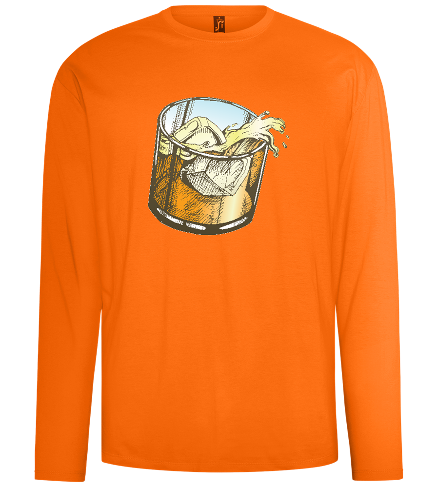 Whiskey Glass Design - Comfort men's long sleeve t-shirt_ORANGE_front