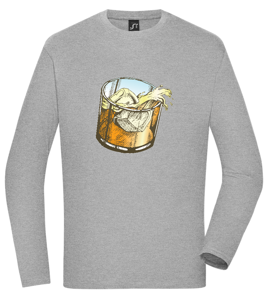 Whiskey Glass Design - Comfort men's long sleeve t-shirt_ORION GREY_front