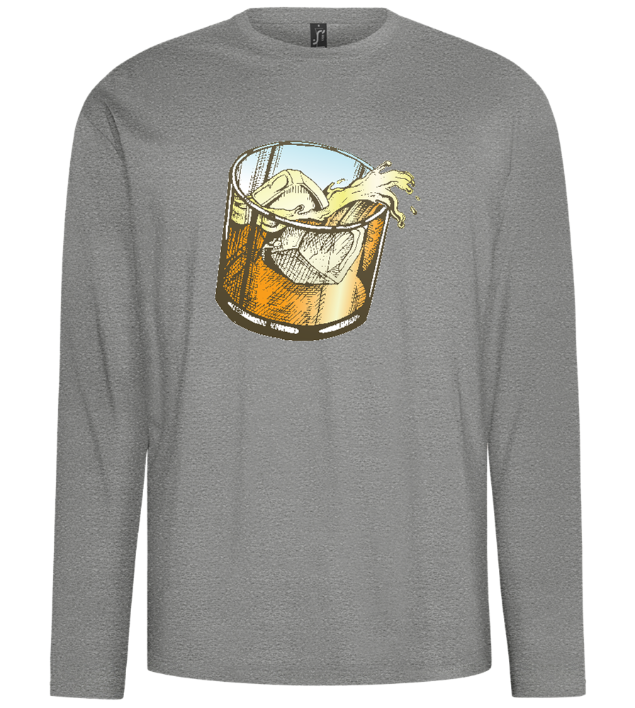 Whiskey Glass Design - Comfort men's long sleeve t-shirt_ORION GREY_front