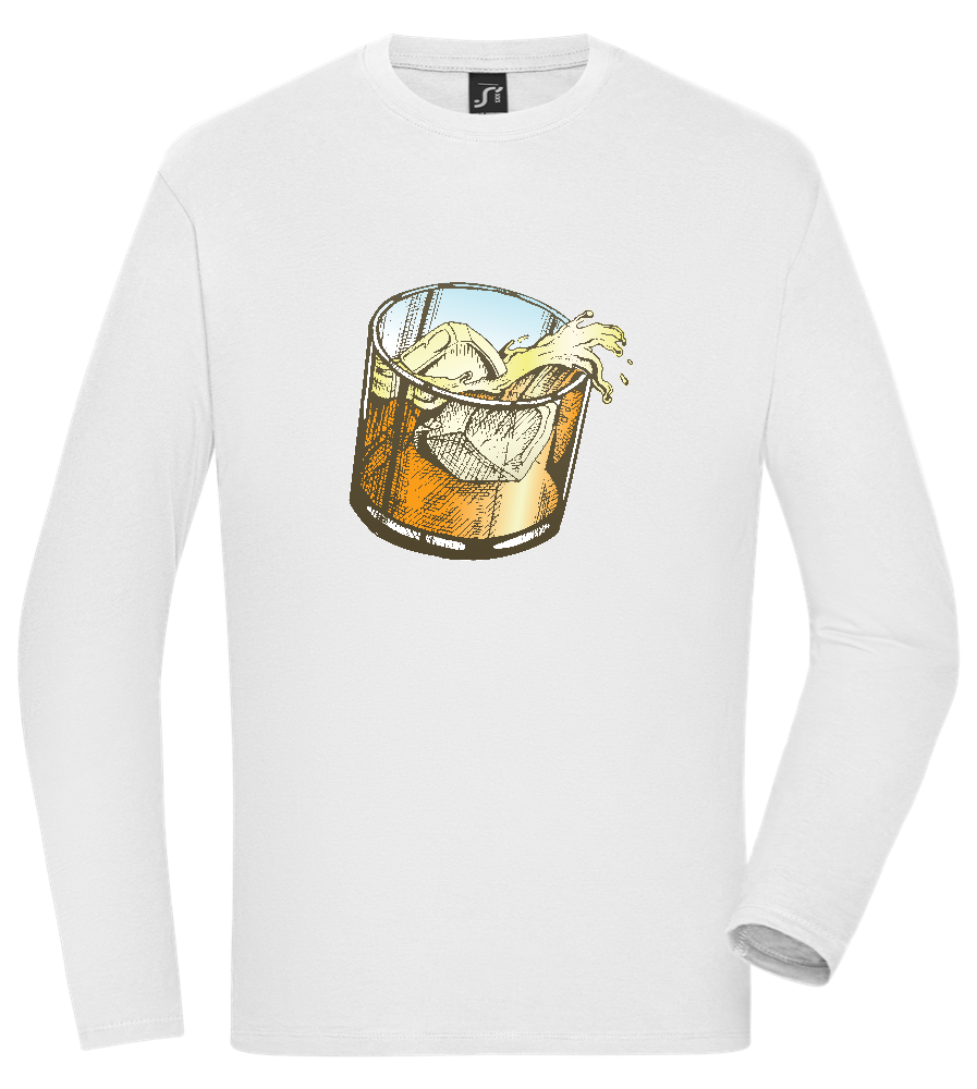 Whiskey Glass Design - Comfort men's long sleeve t-shirt_WHITE_front