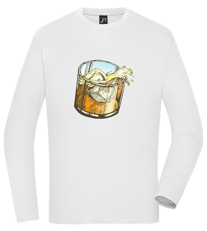 Whiskey Glass Design - Comfort men's long sleeve t-shirt_WHITE_front