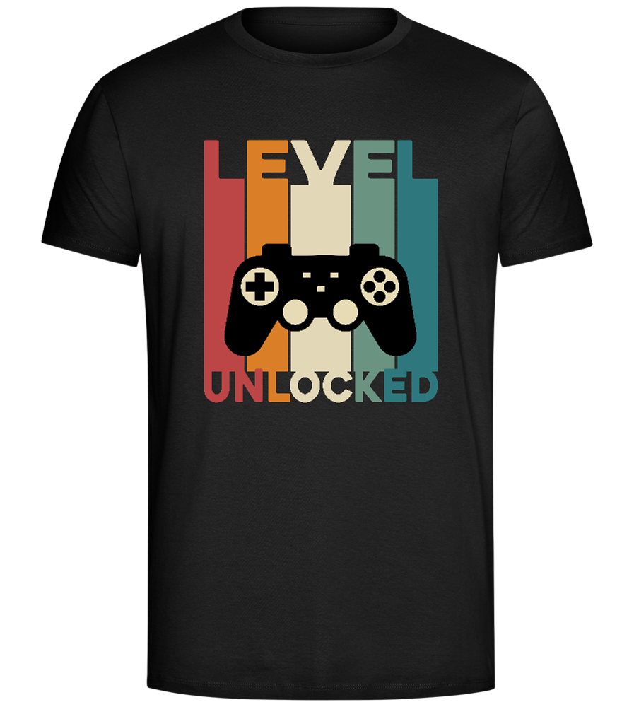 Level Unlocked Game Controller Stripes Design - Comfort Unisex T-Shirt_DEEP BLACK_front