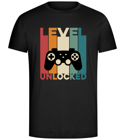 Level Unlocked Game Controller Stripes Design - Comfort Unisex T-Shirt_DEEP BLACK_front