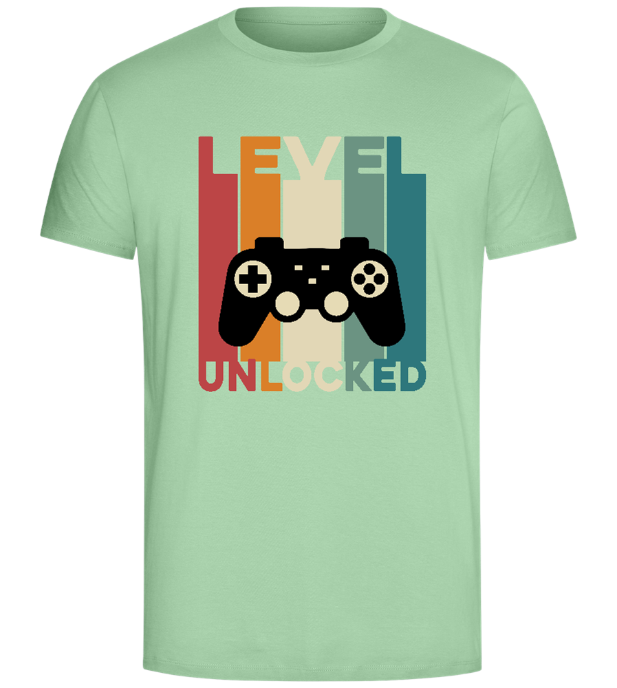 Level Unlocked Game Controller Stripes Design - Comfort Unisex T-Shirt_ICE GREEN_front