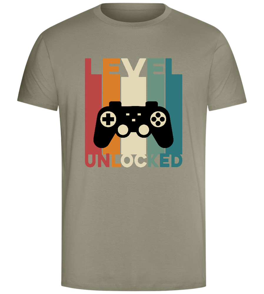 Level Unlocked Game Controller Stripes Design - Comfort Unisex T-Shirt_KHAKI_front