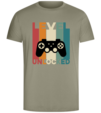 Level Unlocked Game Controller Stripes Design - Comfort Unisex T-Shirt_KHAKI_front