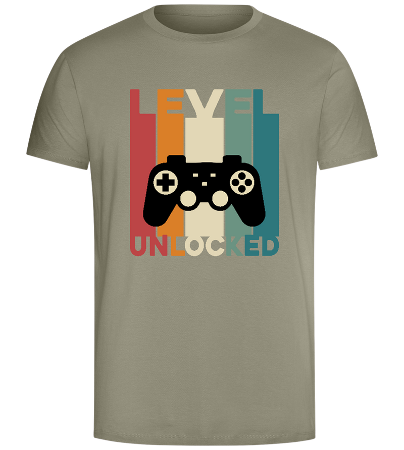 Level Unlocked Game Controller Stripes Design - Comfort Unisex T-Shirt_KHAKI_front