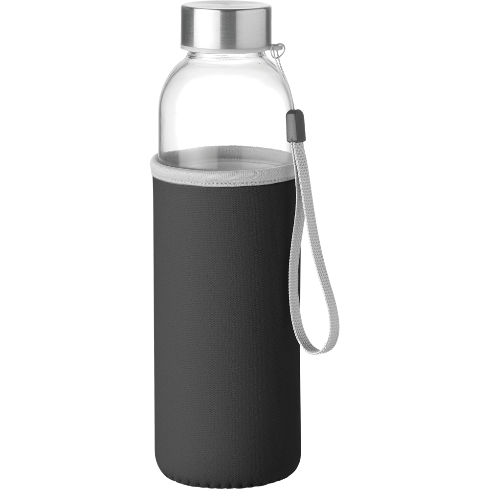 Glass Water Bottle_BLACK_front