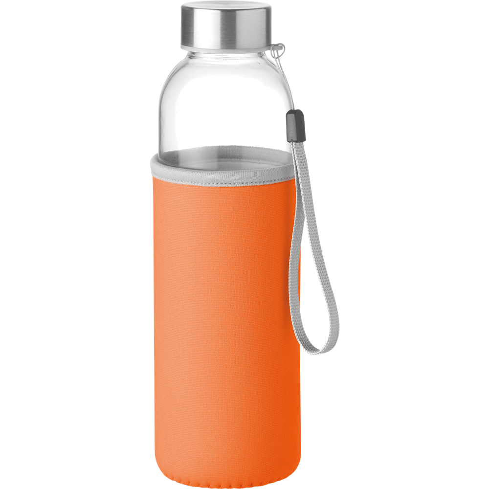 Glass Water Bottle_ORANGE_front