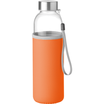 Glass Water Bottle_ORANGE_front