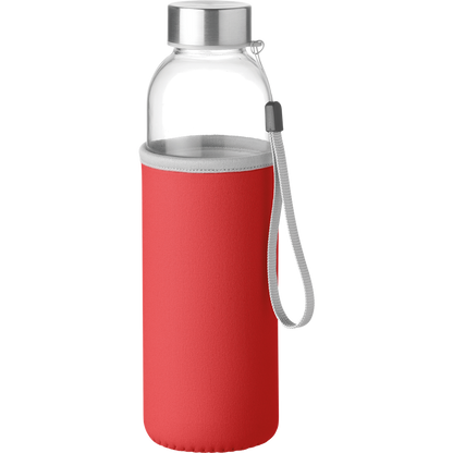 Glass Water Bottle_RED_front