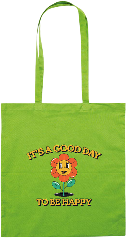 Its a Good Day to be Happy Design - Premium colored cotton tote bag_LIME_front