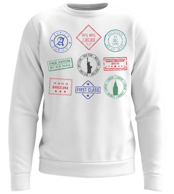 Collecting Passport Stamps Design - Comfort unisex sweater_WHITE_front