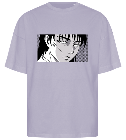 Scarred Samurai Stare Design - Premium men's oversized t-shirt_LILAK_front