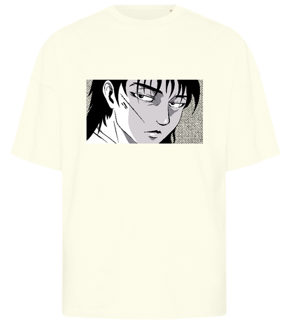 Scarred Samurai Stare Design - Premium men's oversized t-shirt_OFF-WHITE_front
