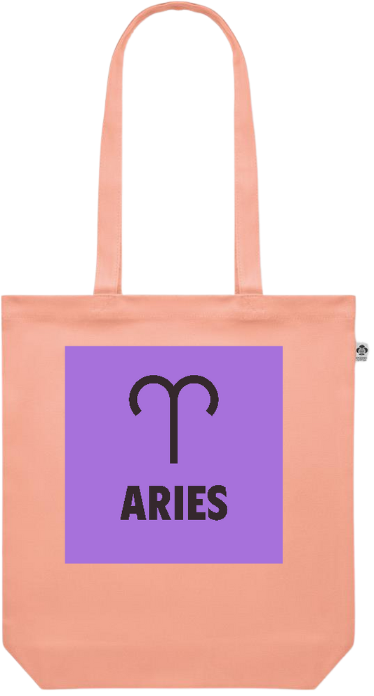 Zodiac Aries Design - Premium colored organic canvas shopping bag_ORANGE_front