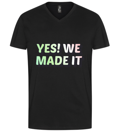 Yes! We Made It Design - Premium men's v-neck t-shirt_DEEP BLACK_front