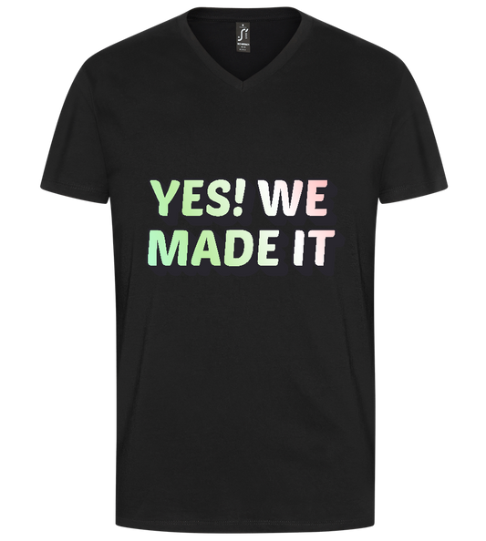 Yes! We Made It Design - Premium men's v-neck t-shirt_DEEP BLACK_front