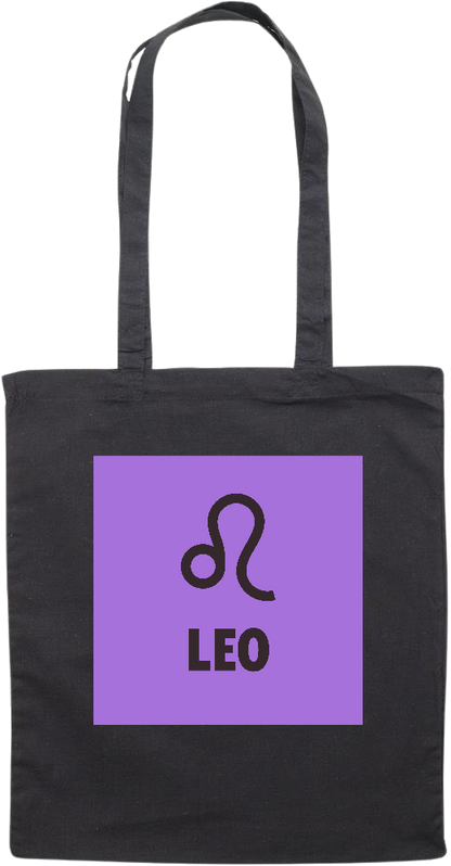 Zodiac Leo Design - Essential colored event tote bag_BLACK_front