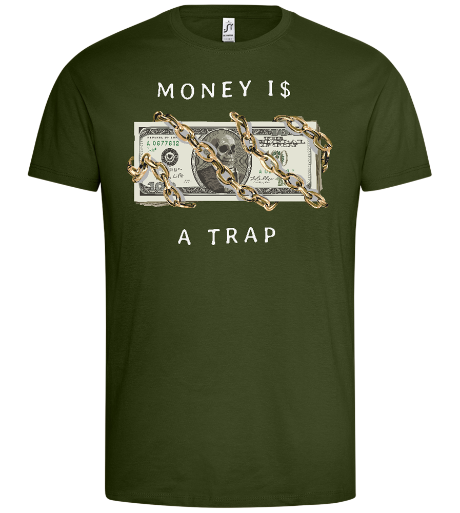 Money and Chains Design - Premium men's t-shirt_ARMY_front