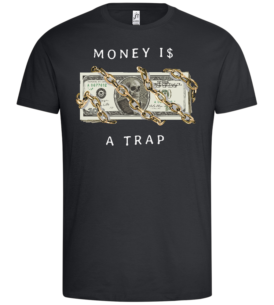 Money and Chains Design - Premium men's t-shirt_DARK GRAY_front