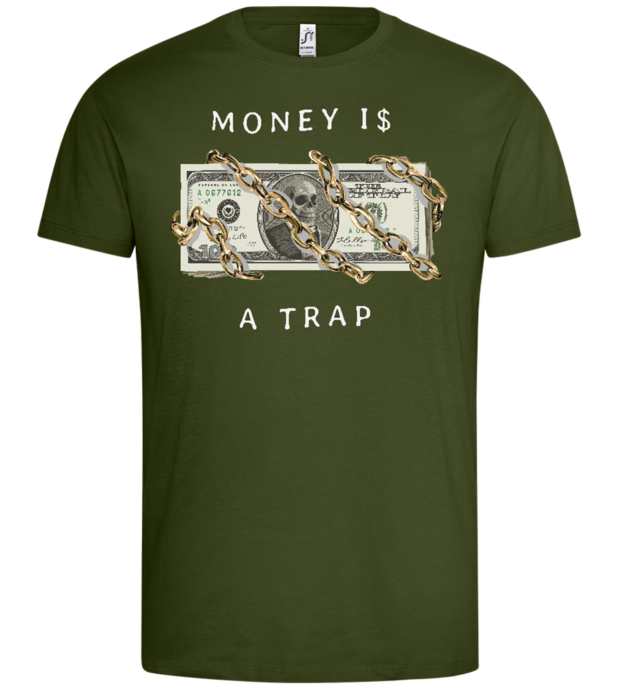 Money and Chains Design - Premium men's t-shirt_DARK KHAKI_front