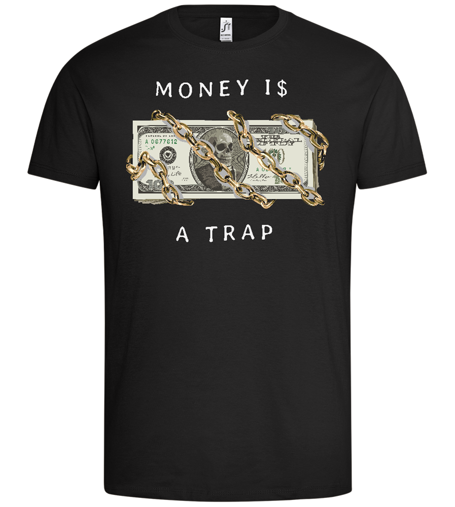 Money and Chains Design - Premium men's t-shirt_DEEP BLACK_front