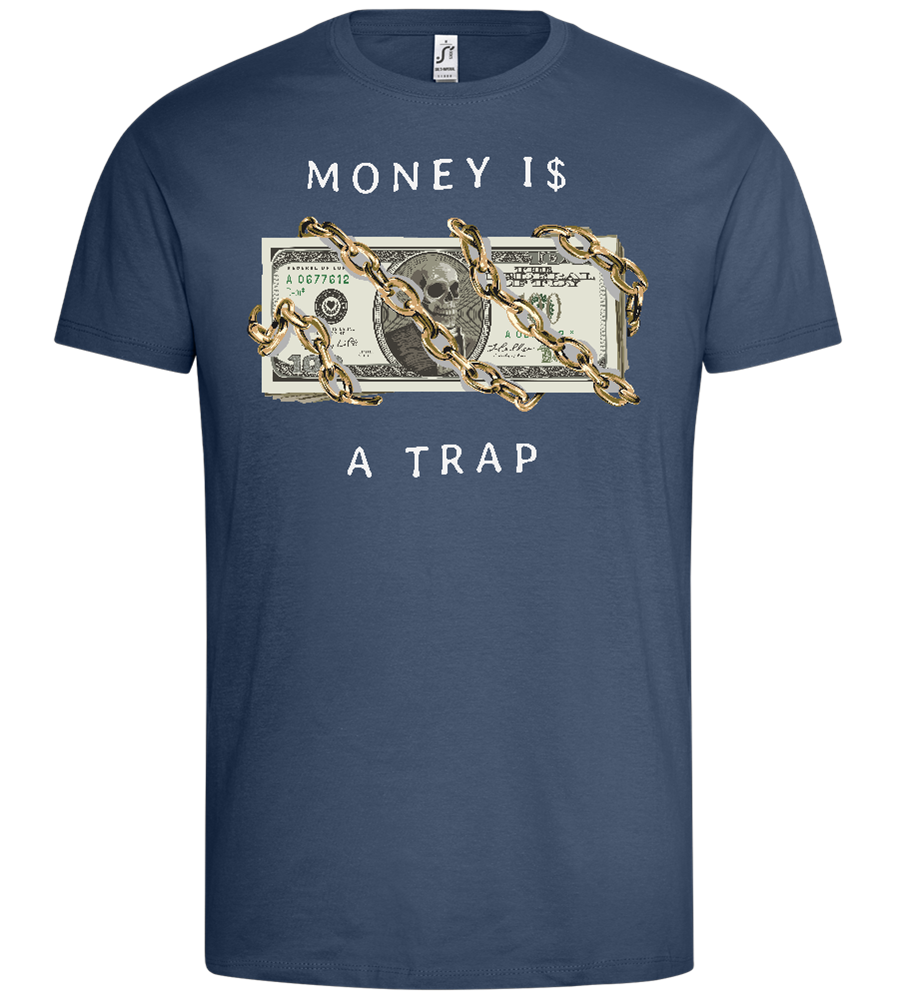 Money and Chains Design - Premium men's t-shirt_DENIM_front