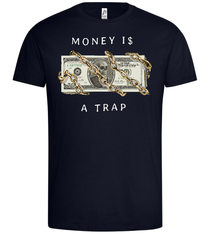 Money and Chains Design - Premium men's t-shirt_FRENCH NAVY_front