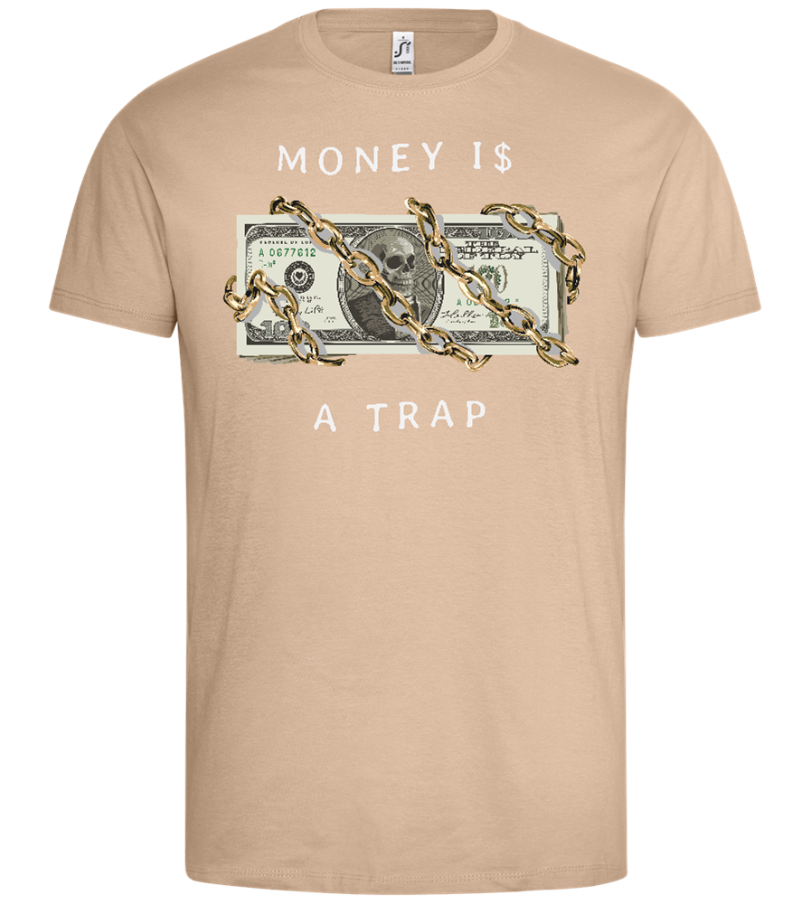 Money and Chains Design - Premium men's t-shirt_SAND_front