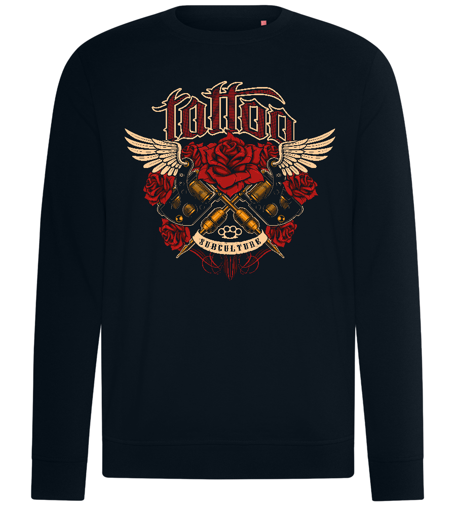 Subculture Rose Tattoo Design - Comfort unisex sweater_BLACK_front