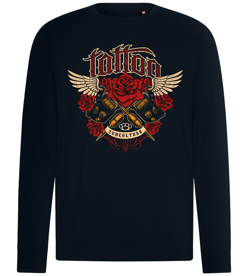 Subculture Rose Tattoo Design - Comfort unisex sweater_BLACK_front