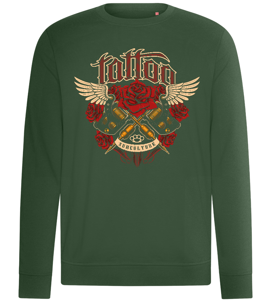 Subculture Rose Tattoo Design - Comfort unisex sweater_GREEN BOTTLE_front