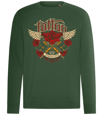 Subculture Rose Tattoo Design - Comfort unisex sweater_GREEN BOTTLE_front