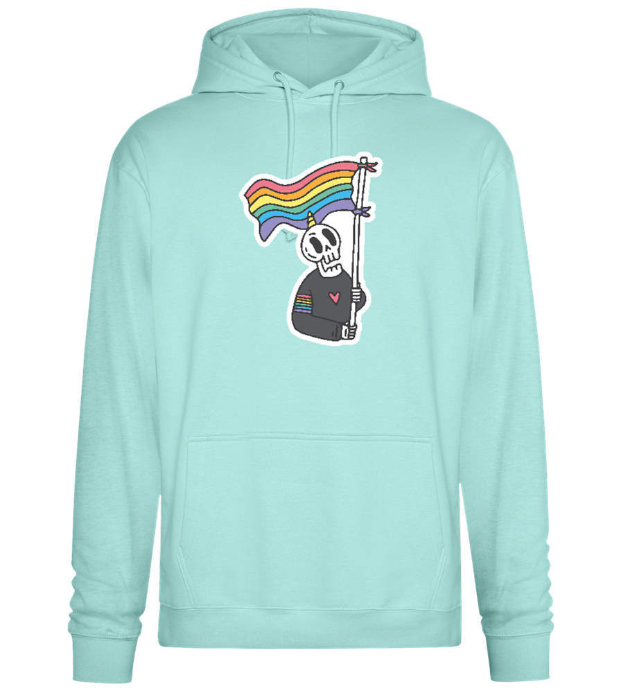 Rainbow Flag Skull Design - Premium Essential Unisex Hoodie_ARCTIC BLUE_front