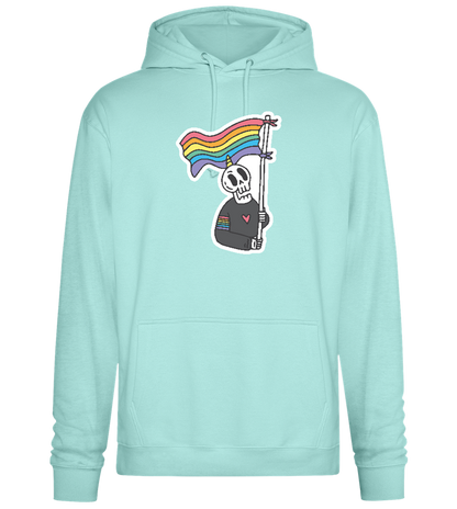 Rainbow Flag Skull Design - Premium Essential Unisex Hoodie_ARCTIC BLUE_front