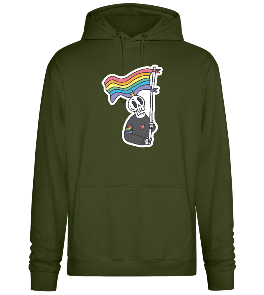 Rainbow Flag Skull Design - Premium Essential Unisex Hoodie_ARMY_front