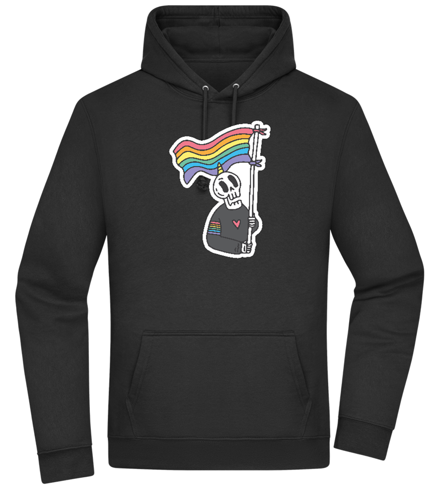 Rainbow Flag Skull Design - Premium Essential Unisex Hoodie_BLACK_front