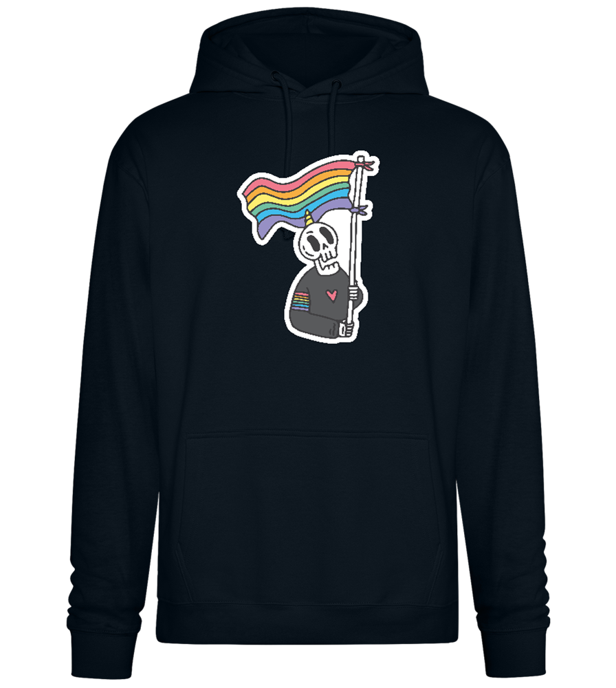 Rainbow Flag Skull Design - Premium Essential Unisex Hoodie_BLACK_front