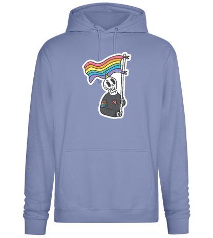 Rainbow Flag Skull Design - Premium Essential Unisex Hoodie_BLUE_front