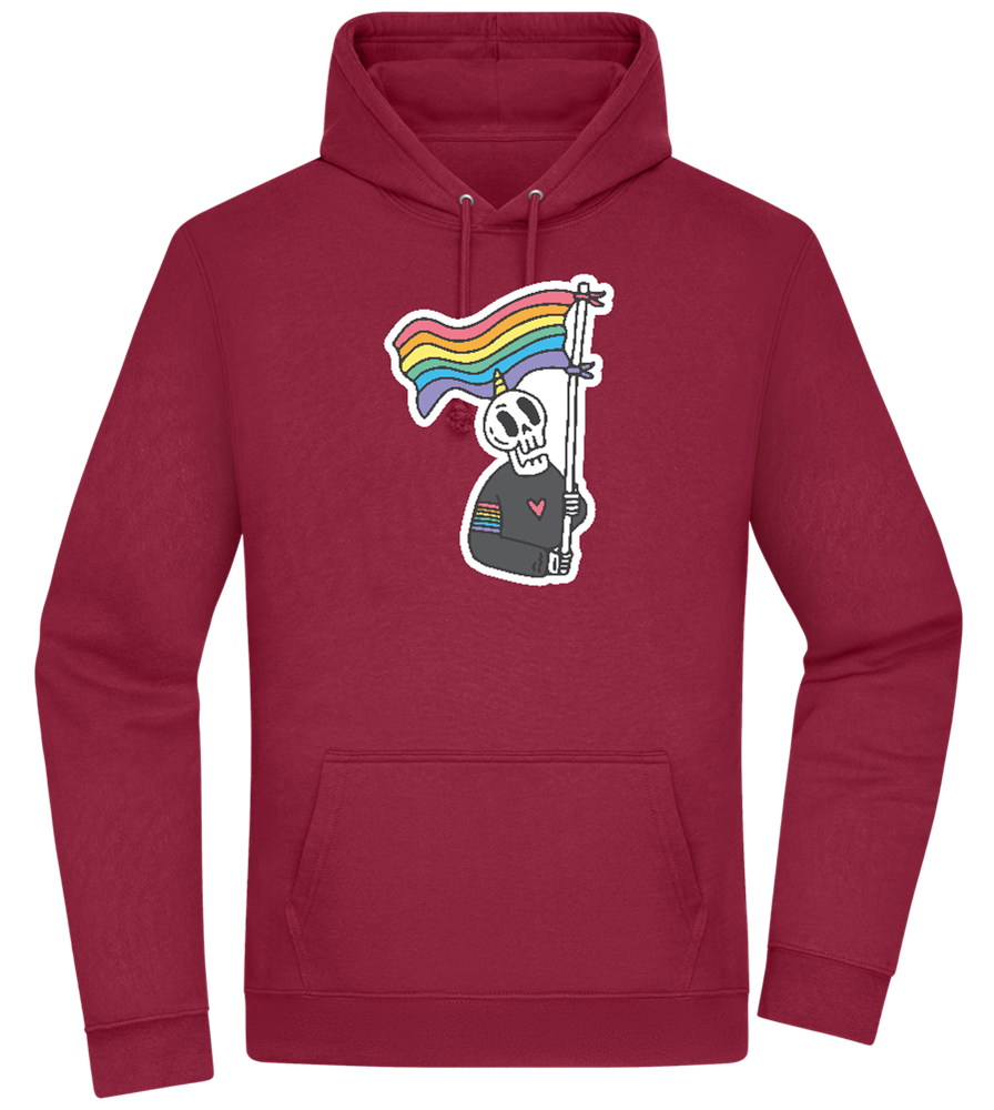 Rainbow Flag Skull Design - Premium Essential Unisex Hoodie_BORDEAUX_front