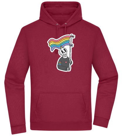 Rainbow Flag Skull Design - Premium Essential Unisex Hoodie_BORDEAUX_front