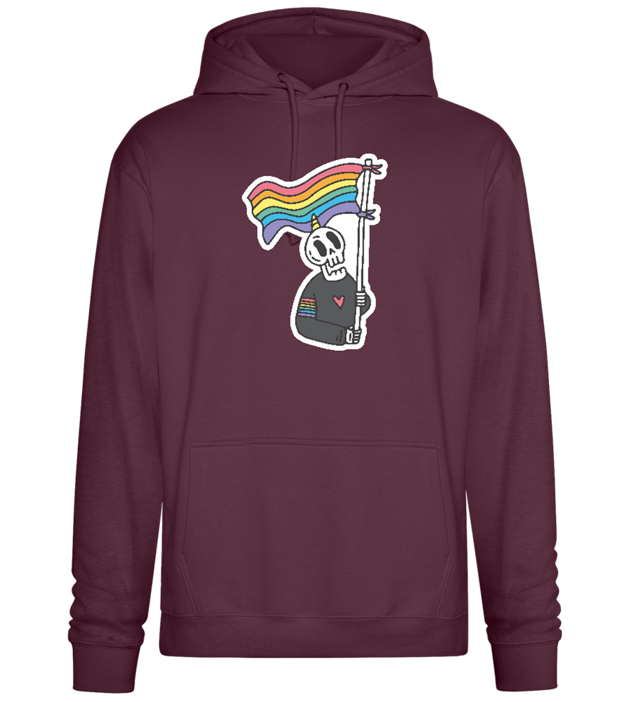 Rainbow Flag Skull Design - Premium Essential Unisex Hoodie_BORDEAUX_front