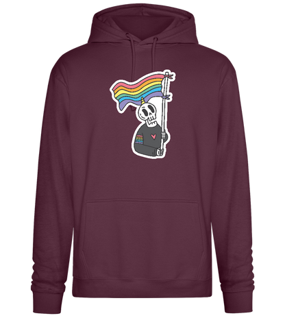 Rainbow Flag Skull Design - Premium Essential Unisex Hoodie_BORDEAUX_front