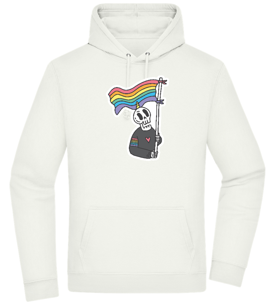 Rainbow Flag Skull Design - Premium Essential Unisex Hoodie_CREAMY GREEN_front