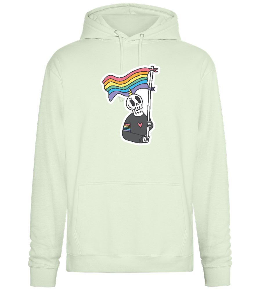 Rainbow Flag Skull Design - Premium Essential Unisex Hoodie_CREAMY GREEN_front