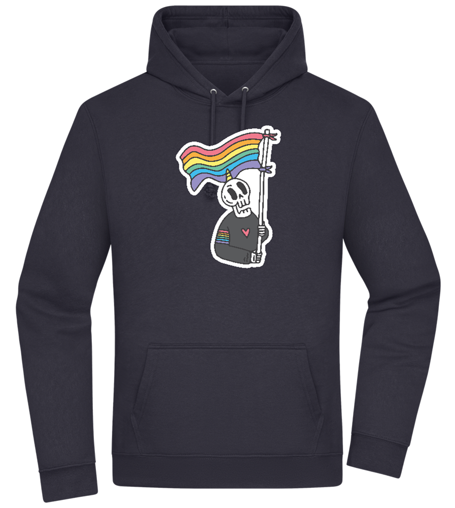 Rainbow Flag Skull Design - Premium Essential Unisex Hoodie_FRENCH NAVY_front